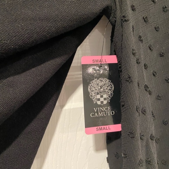 NWT Vince Camuto Size S Black Swiss Dot Long Sleeve Mock Neck Knit Sweater - Picture 8 of 14